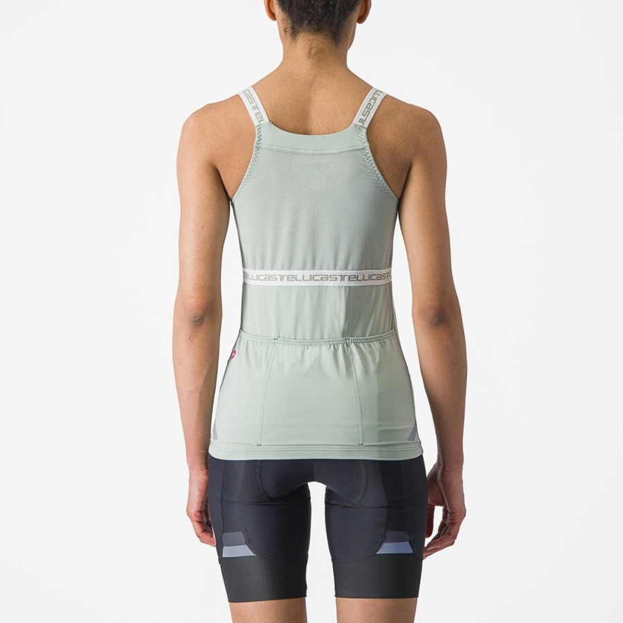 Camiseta Castelli BAVETTE TOP Mujer Verde Blancas | WFSXKYM-62