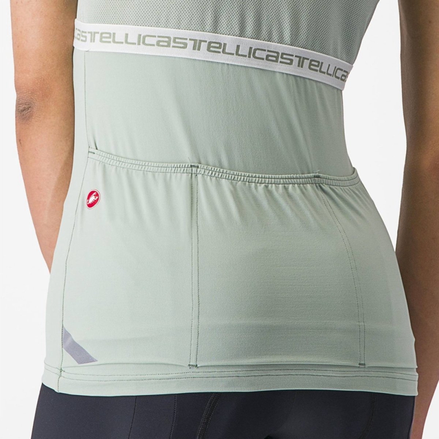 Camiseta Castelli BAVETTE TOP Mujer Verde Blancas | WFSXKYM-62