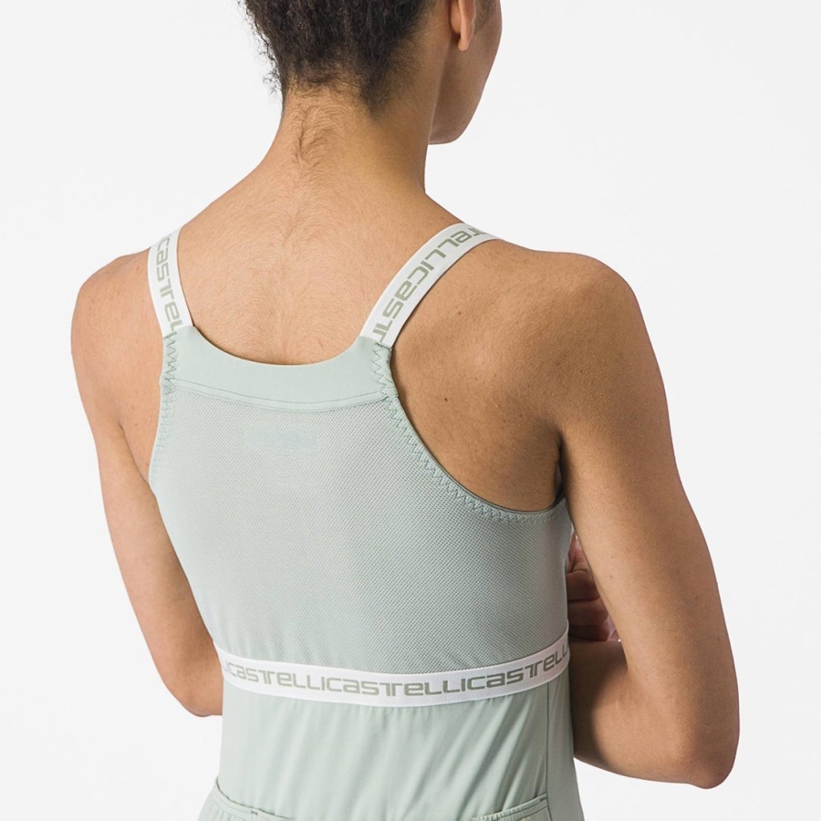 Camiseta Castelli BAVETTE TOP Mujer Verde Blancas | WFSXKYM-62