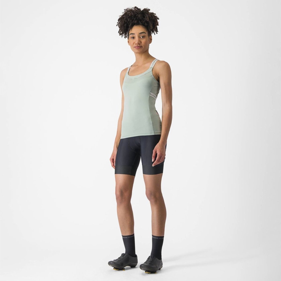 Camiseta Castelli BAVETTE TOP Mujer Verde Blancas | WFSXKYM-62