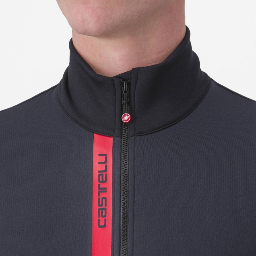 Camiseta Castelli ENTRATA THERMAL Hombre Negras Rojas | JAWHLVR-28