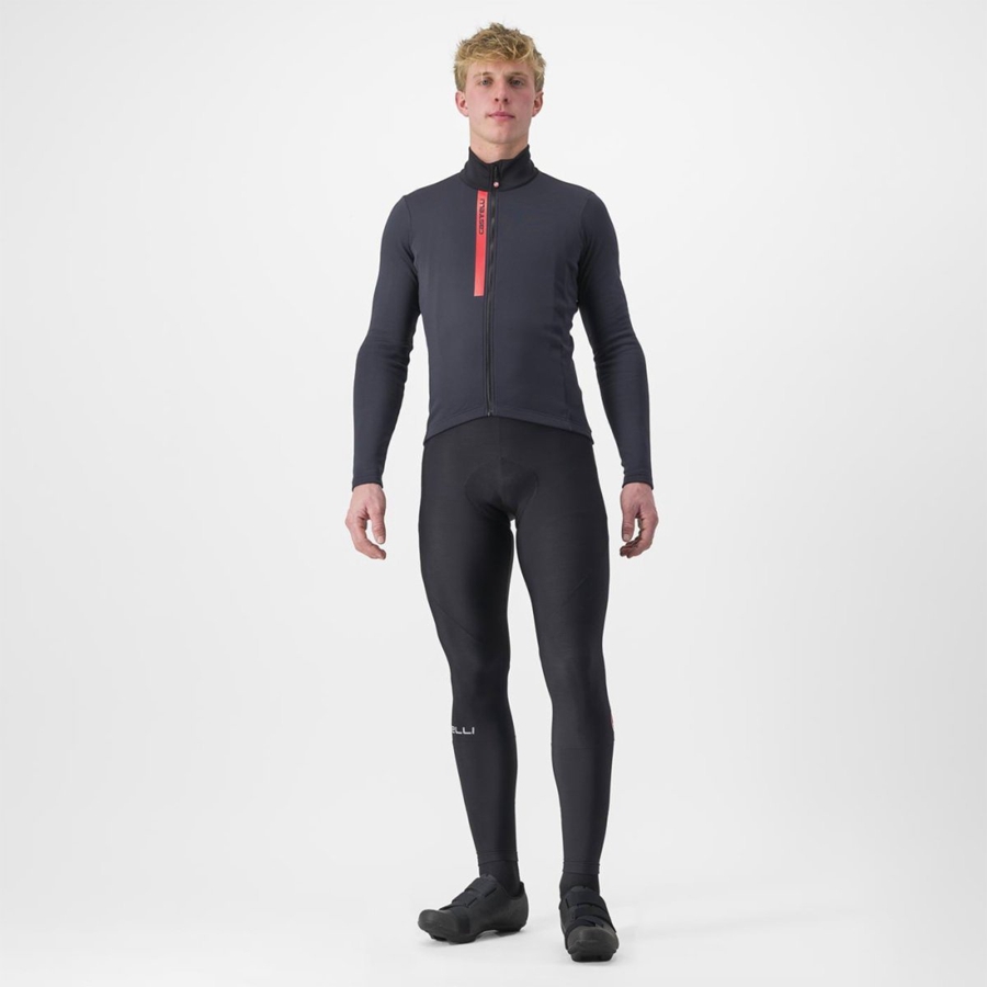 Camiseta Castelli ENTRATA THERMAL Hombre Negras Rojas | JAWHLVR-28