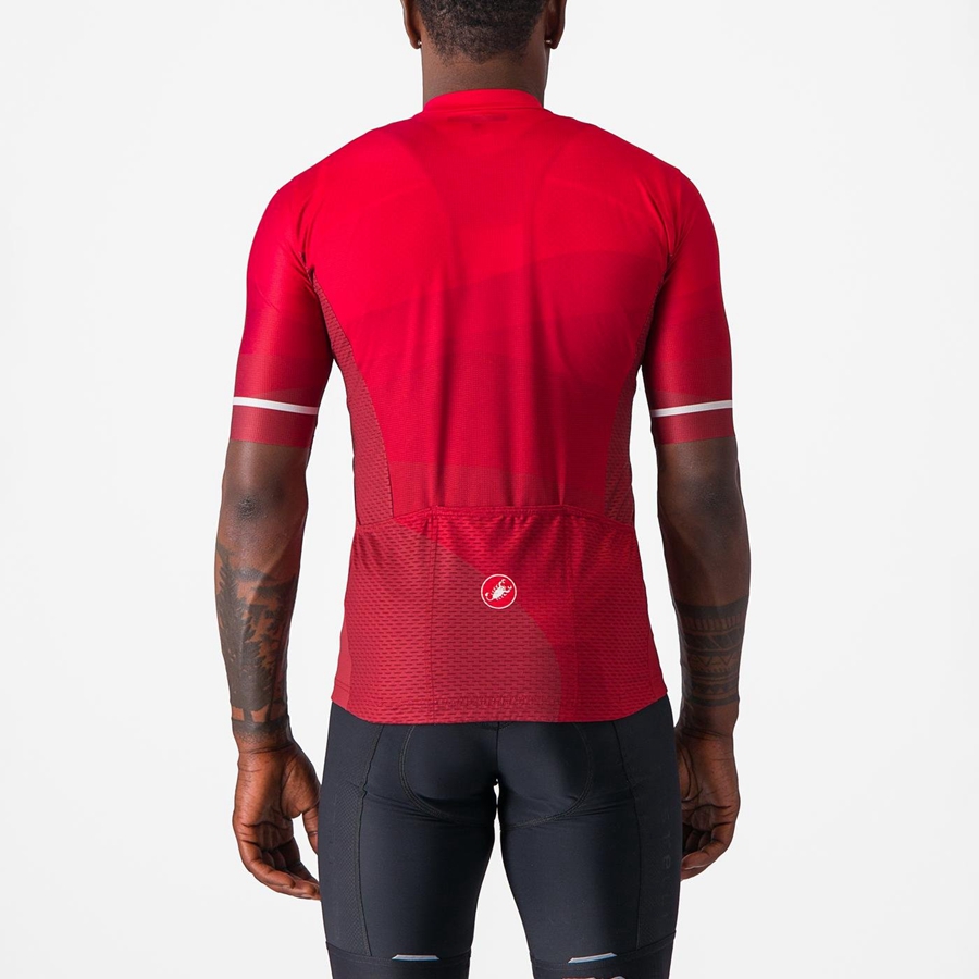 Camiseta Castelli ORIZZONTE Hombre Rojas Rojas Blancas | IAHUZNQ-72