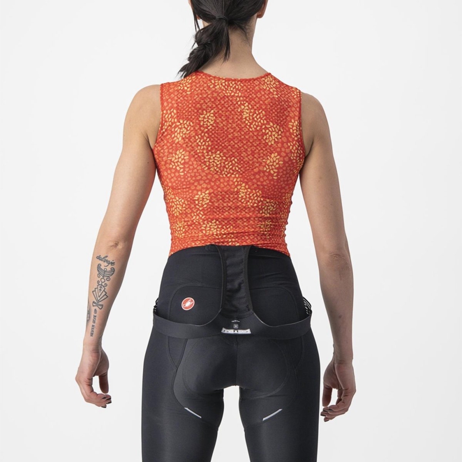 Capa Base Castelli PRO MESH 4 W SLEEVELESS Mujer Naranjas | DORQGBP-73