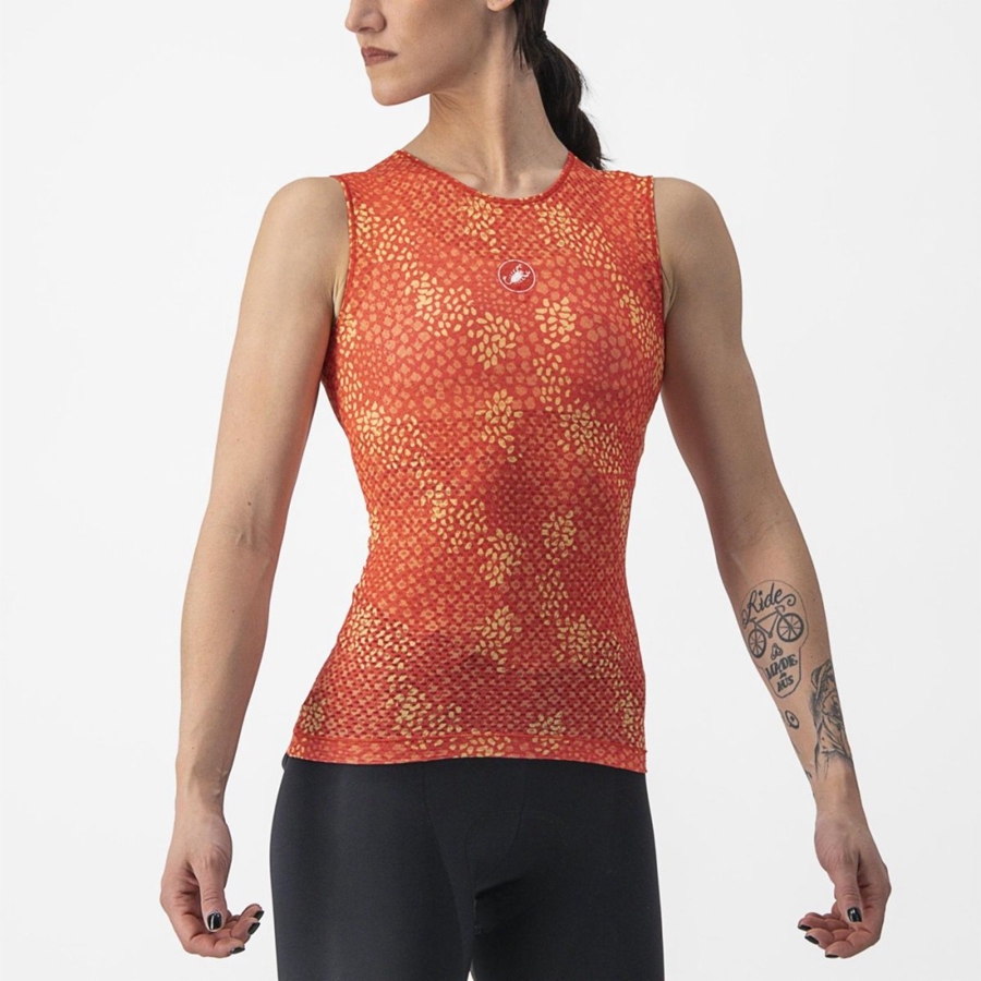 Capa Base Castelli PRO MESH 4 W SLEEVELESS Mujer Naranjas | DORQGBP-73