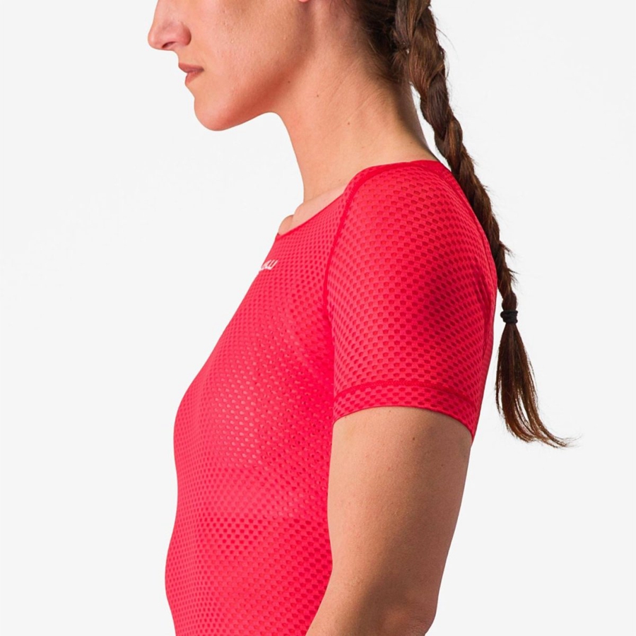 Capa Base Castelli PRO MESH W SHORT SLEEVE Mujer Rojas | WZAQNPR-83