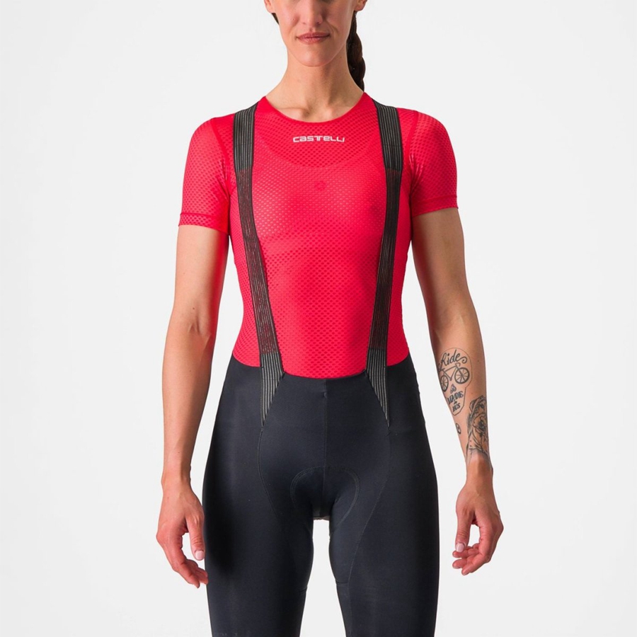 Capa Base Castelli PRO MESH W SHORT SLEEVE Mujer Rojas | WZAQNPR-83