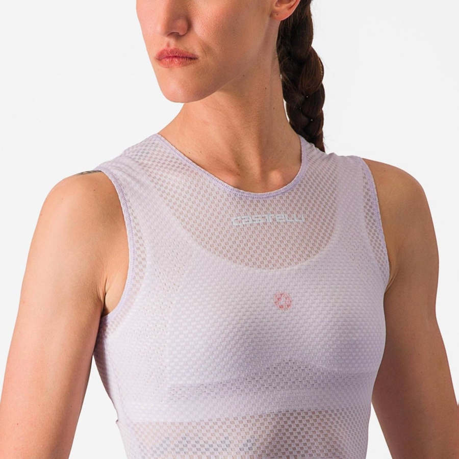 Capa Base Castelli PRO MESH W SLEEVELESS Mujer Moradas Blancas | FHQDCSL-52