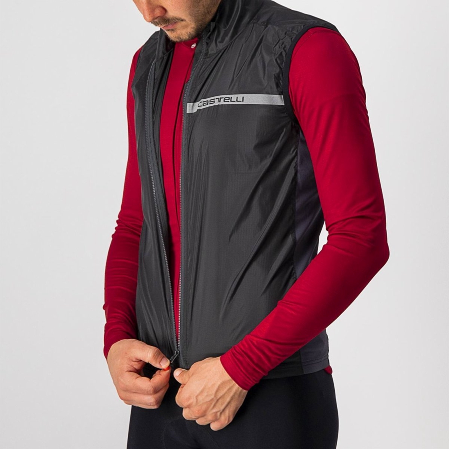 Chaleco Castelli SQUADRA STRETCH Hombre Negras Gris Oscuro | LJRYWEN-46