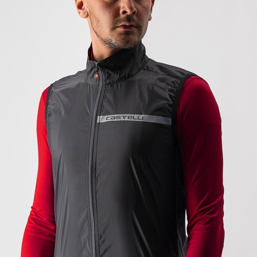 Chaleco Castelli SQUADRA STRETCH Hombre Negras Gris Oscuro | LJRYWEN-46