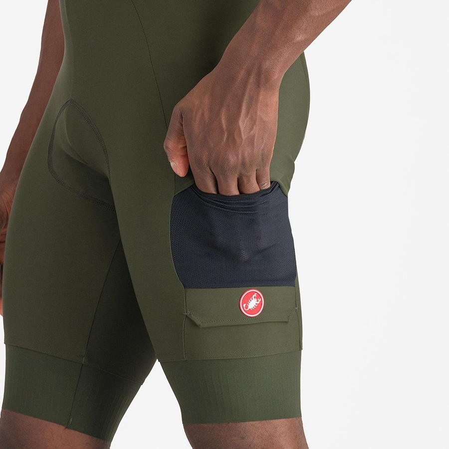 Culottes Con Tirantes Castelli UNLIMITED CARGO Hombre Verde Oscuro | RZNPMWD-06