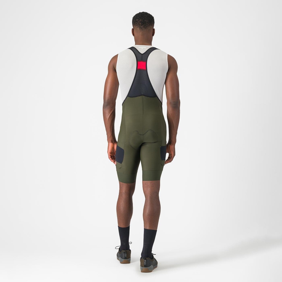 Culottes Con Tirantes Castelli UNLIMITED CARGO Hombre Verde Oscuro | RZNPMWD-06