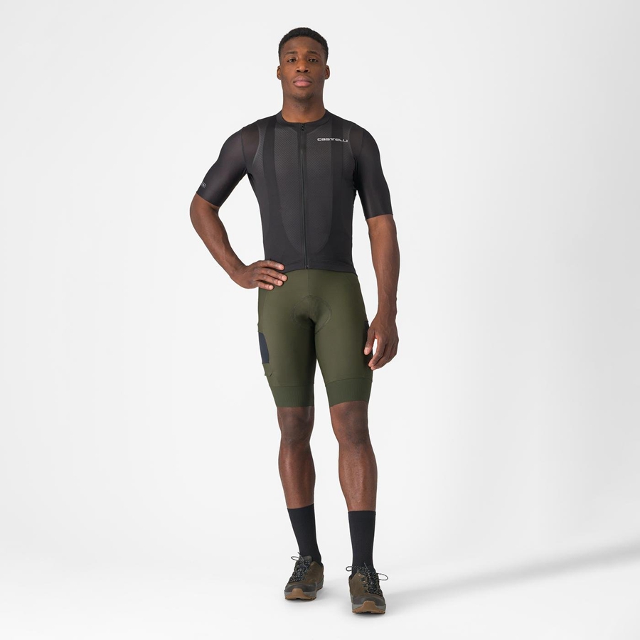 Culottes Con Tirantes Castelli UNLIMITED CARGO Hombre Verde Oscuro | RZNPMWD-06