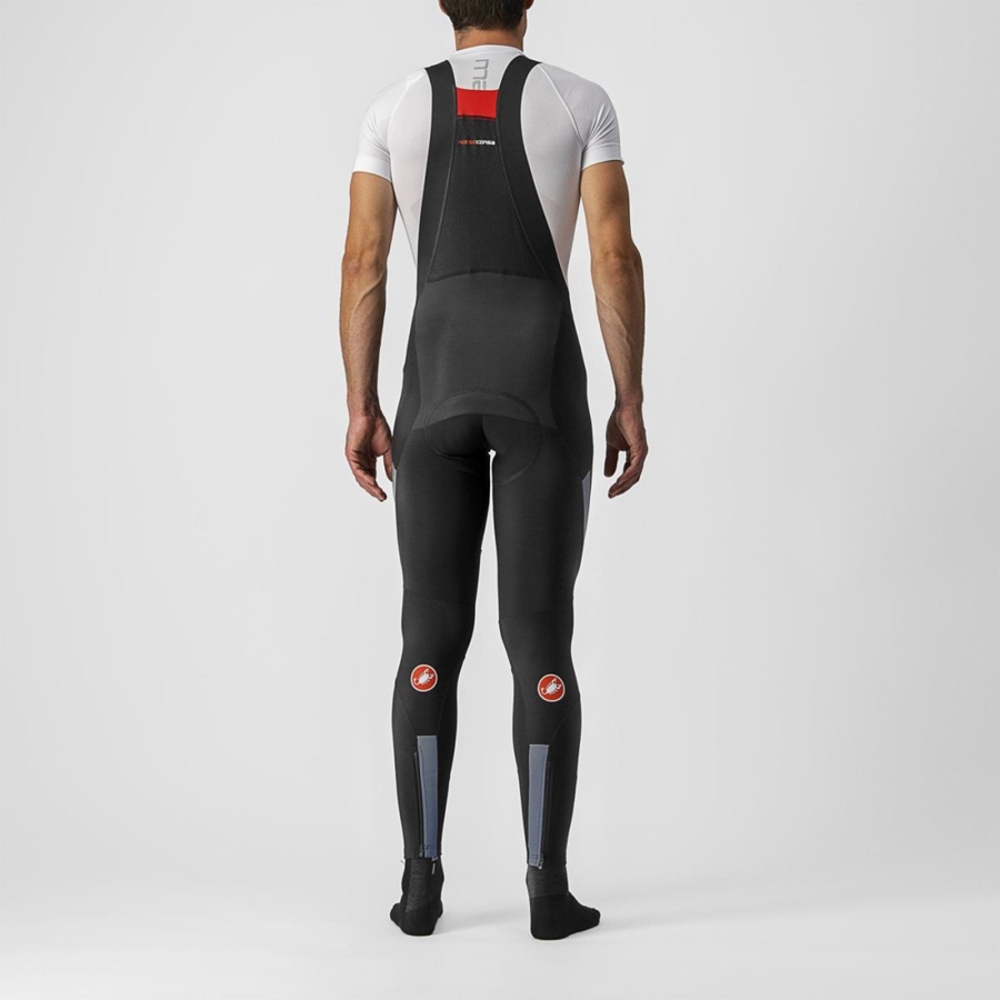 Medias Con Tirantes Castelli SORPASSO RoS Hombre Negras Plateadas | TWZNHDL-03
