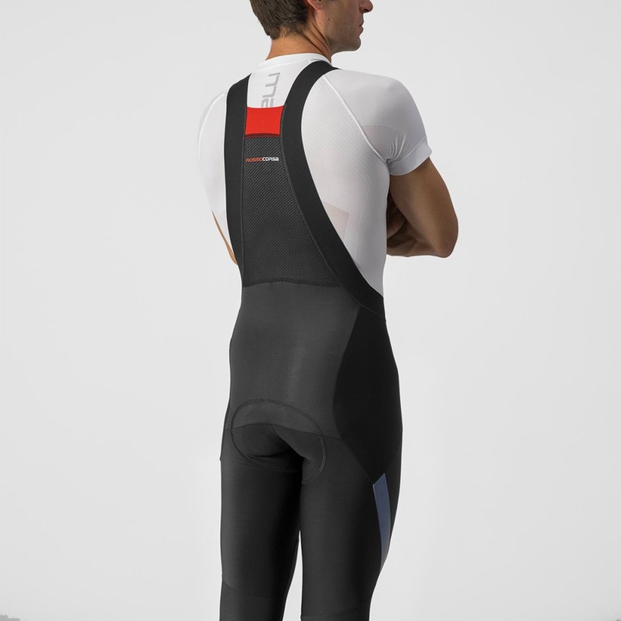Medias Con Tirantes Castelli SORPASSO RoS Hombre Negras Plateadas | TWZNHDL-03