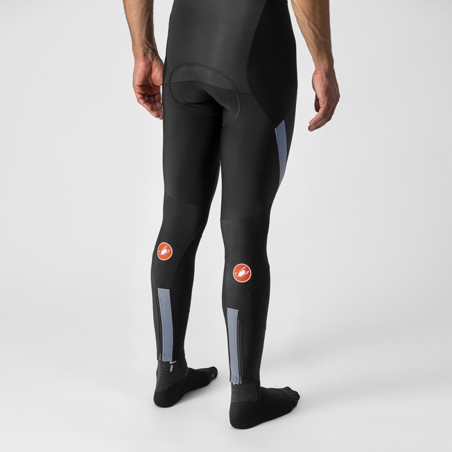 Medias Con Tirantes Castelli SORPASSO RoS Hombre Negras Plateadas | TWZNHDL-03