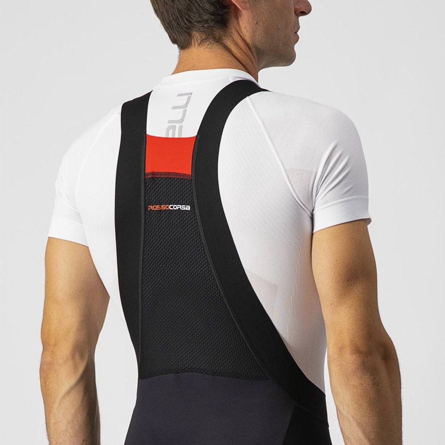 Medias Con Tirantes Castelli SORPASSO RoS Hombre Negras Plateadas | TWZNHDL-03