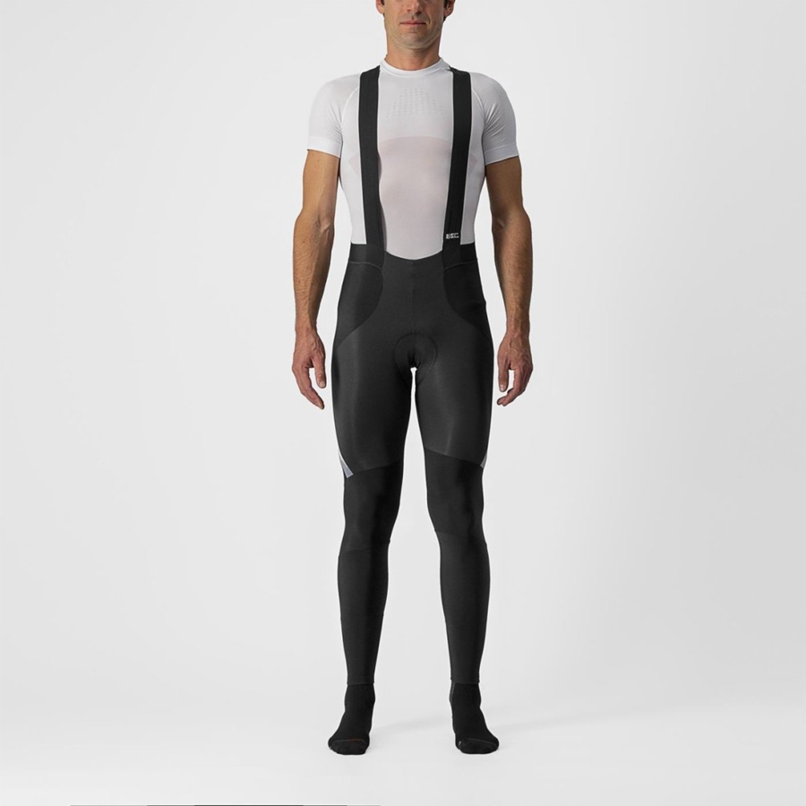 Medias Con Tirantes Castelli SORPASSO RoS Hombre Negras Plateadas | TWZNHDL-03
