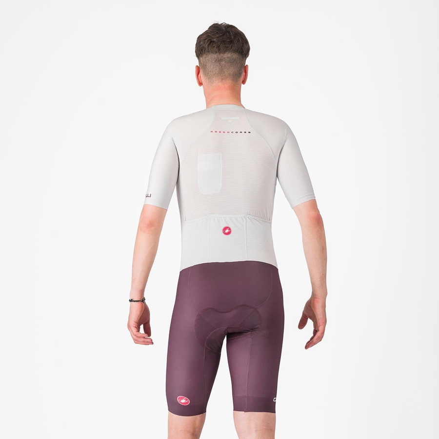 Traje De Velocidad Castelli SANREMO BTW X2 Hombre Plateadas Gris Burdeos | MAXKDHN-05