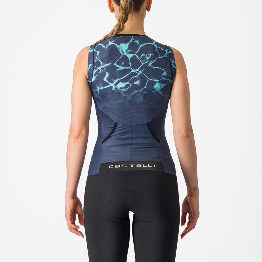Trajes Castelli FREE 2 W TRI SINGLET Mujer Azules Verde Menta | BKIGWVJ-76